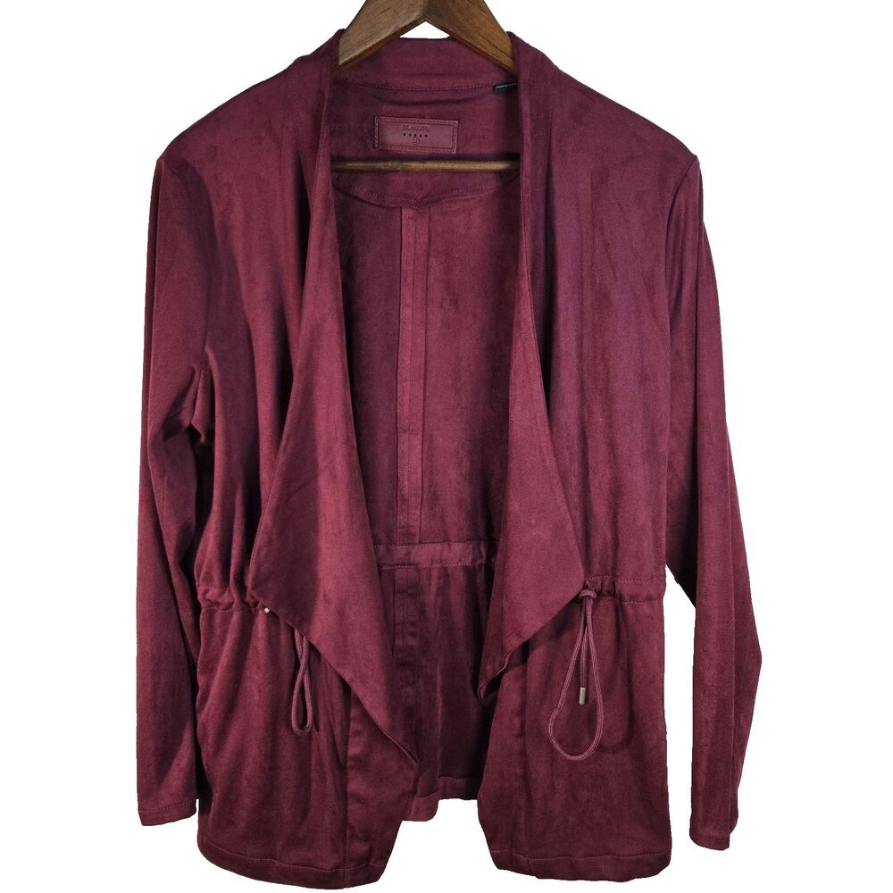 BlankNYC Domino Red Faux Suede Open Front Jacket Womens Medium